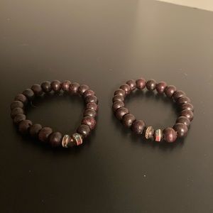 Two wooden beaded bracelets